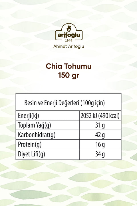 Arifoğlu Chia Tohumu Silindir Kutu 150gr