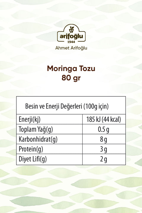Arifoğlu Moringa Tozu Teneke Kutu 80gr