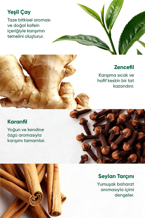 Arifoğlu Yeşil Çay Zencefil Tarçın Karanfil 165gr - Arifoğlu Online