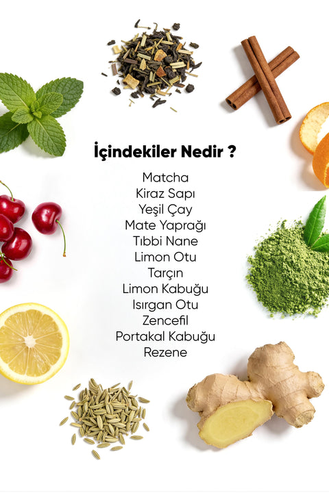 Arifoğlu Detoks Çayı Matcha & Kiraz Sapı İçeren 12 Özel Bitki Kürü - 30 gün 150gr - Arifoğlu Online