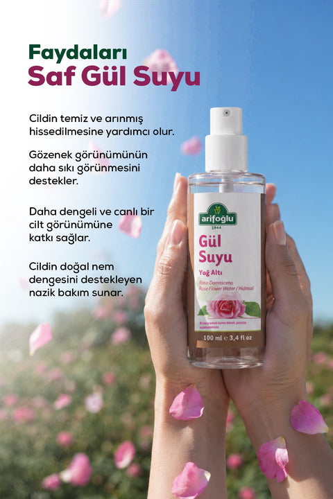 Arifoğlu Gül Suyu (Hidrosol) Gözenek Sıkılaştırıcı Sprey 100ml - Arifoğlu Online
