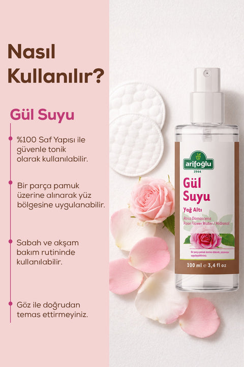 Arifoğlu Gül Suyu (Hidrosol) Gözenek Sıkılaştırıcı Sprey 100ml - Arifoğlu Online