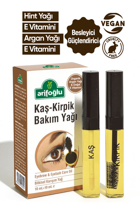 Arifoğlu Kaş Kirpik Bakım Yağı 10+10ml (Doğal E Vitaminli Organik Argan Yağlı)