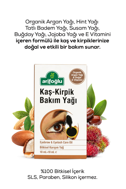 Arifoğlu Kaş Kirpik Bakım Yağı 10+10ml (Doğal E Vitaminli Organik Argan Yağlı) - Arifoğlu Online