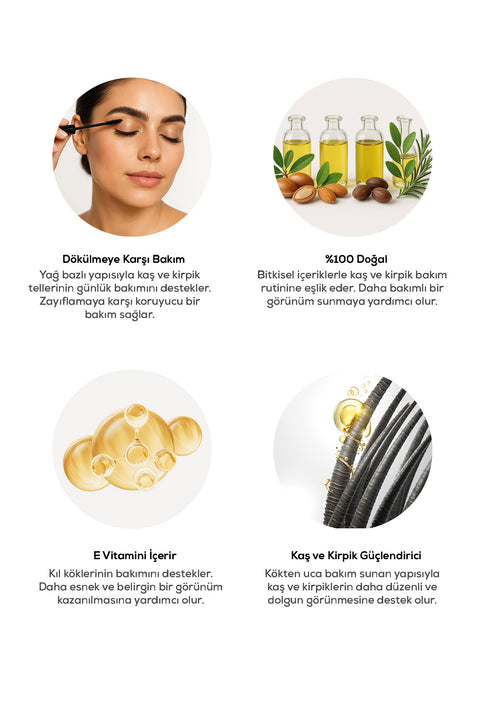 Arifoğlu Kaş Kirpik Bakım Yağı 10+10ml (Doğal E Vitaminli Organik Argan Yağlı) - Arifoğlu Online