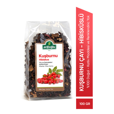 Arifoğlu Kuşburnu Çayı  Hibisküslü (Tüy ve Çekirdekleri Ayıklanmış) 100gr