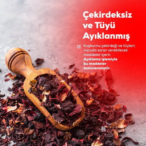 Arifoğlu Kuşburnu Çayı  Hibisküslü (Tüy ve Çekirdekleri Ayıklanmış) 100gr - Arifoğlu Online