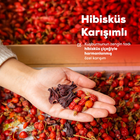 Arifoğlu Kuşburnu Çayı  Hibisküslü (Tüy ve Çekirdekleri Ayıklanmış) 100gr - Arifoğlu Online