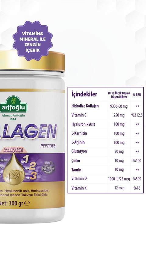 Arifoğlu Kollagenpeptide (Kollagen) 300 gr Nahrungsergänzungsmittel