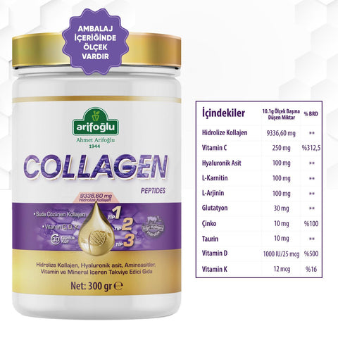 Arifoğlu Collagen Peptides (Kolajen) 300 gr Takviye Edici Gıda