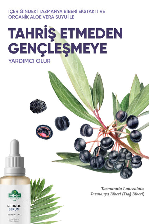 Arifoğlu Kırışıklık Karşıtı, Onarıcı Retinol (A Vitamini) Sıkılaştıcı Gece Serumu 30 ml Retinol %1+HA Extra Firming Night Serum