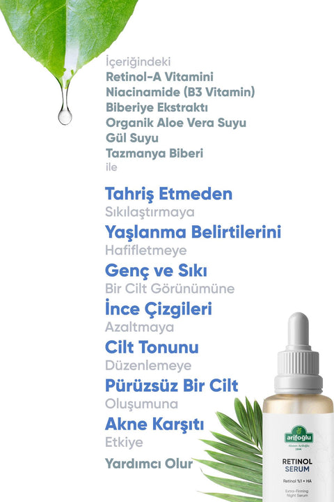 Arifoğlu Kırışıklık Karşıtı, Onarıcı Retinol (A Vitamini) Sıkılaştıcı Gece Serumu 30 ml Retinol %1+HA Extra Firming Night Serum - Arifoğlu Online
